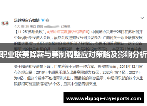 职业联赛降薪与赛制调整应对策略及影响分析