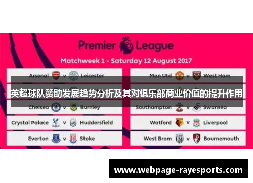 英超球队赞助发展趋势分析及其对俱乐部商业价值的提升作用