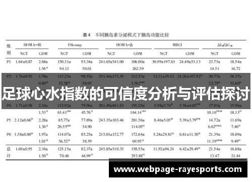 足球心水指数的可信度分析与评估探讨 足球心水指数的可信度分析与评估探讨